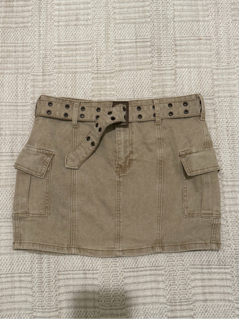Sincerely Jules Olive Cargo Mini Skirt with Grommet Belt